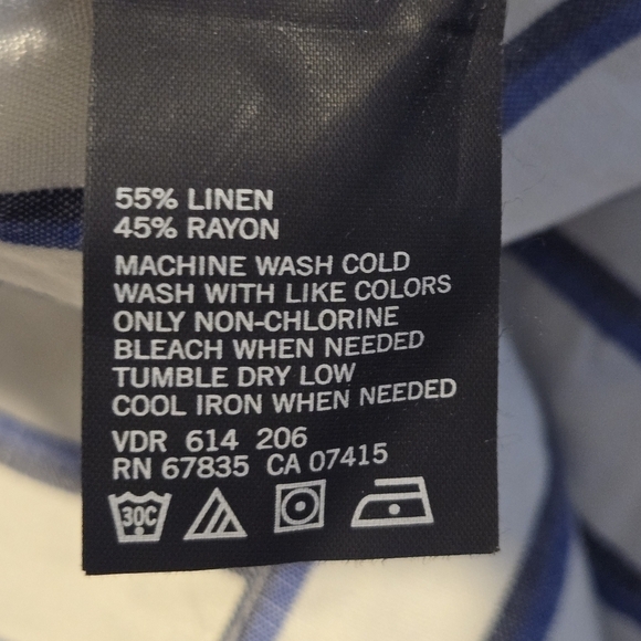 NAUTICA Mens Striped Linen Button Down Shirt Two Tone Blue Ivory Size Medium - Picture 9 of 9